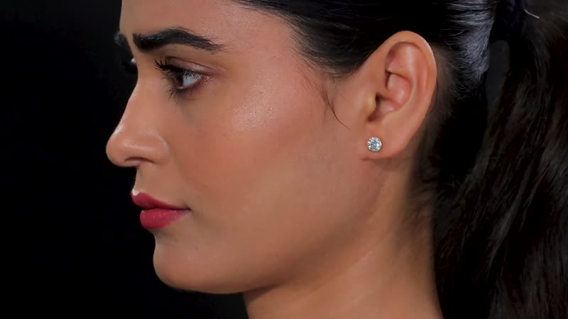 Moissanite (Rnd 6.5mm) Stud Earring in 18K Vermeil YG Over Sterling Silver 1.85 ctw