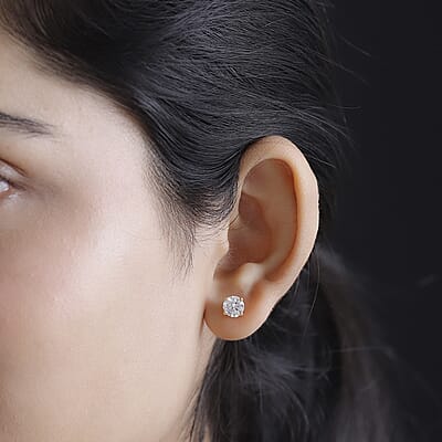 Moissanite 1.85 ctw Stud Earring in 18K Vermeil YG Over Sterling Silver