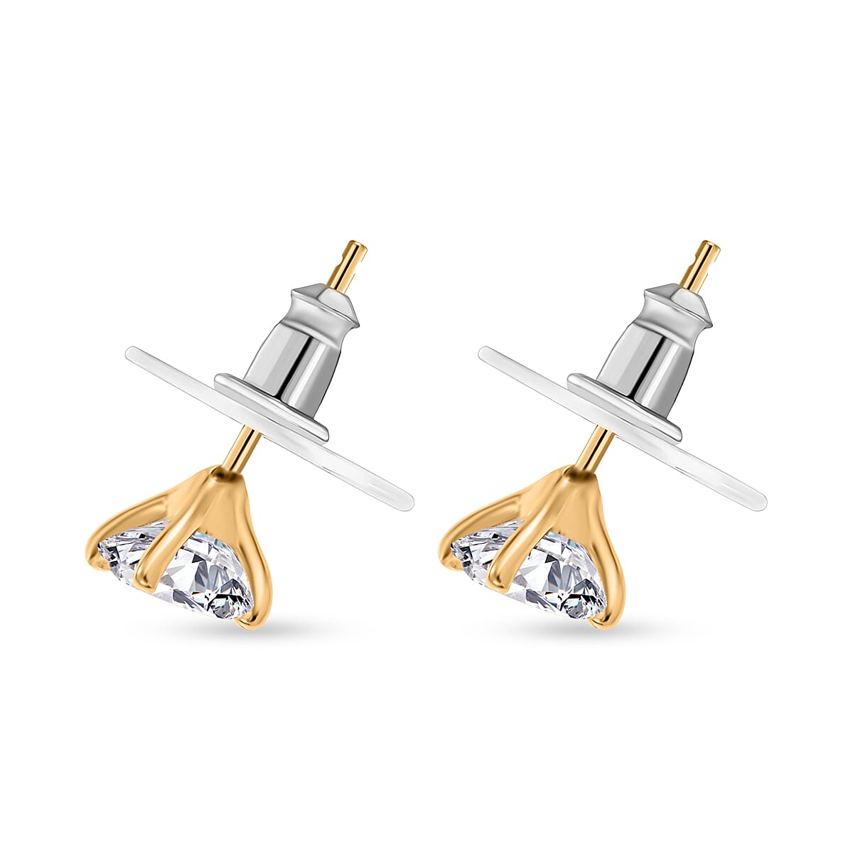 Moissanite (Rnd 6.5mm) Stud Earring in 18K Vermeil YG Over Sterling Silver 1.85 ctw image number 3