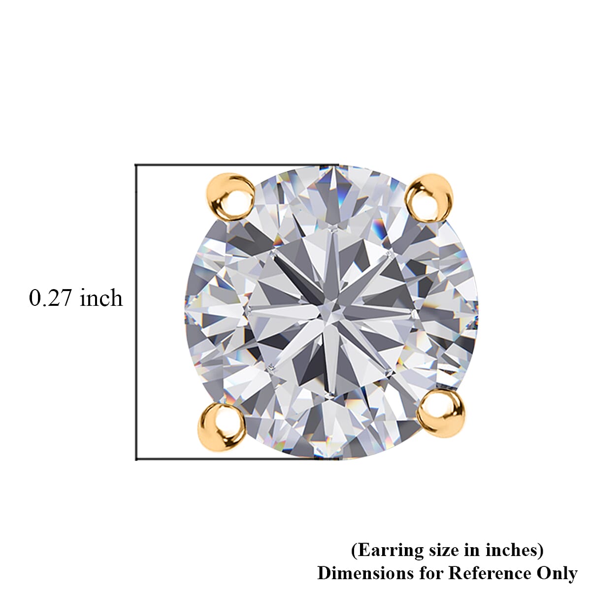 Moissanite 1.85 ctw Stud Earring in 18K Vermeil YG Over Sterling Silver