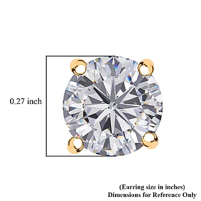 Moissanite 1.85 ctw Stud Earring in 18K Vermeil YG Over Sterling Silver