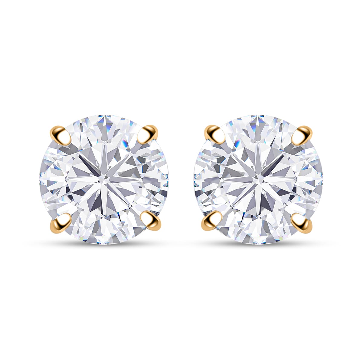 Moissanite (Rnd 7.5m) Solitaire Stud Earrings in 18K Vermeil YG Over Sterling Silver 2.80 ctw image number 0