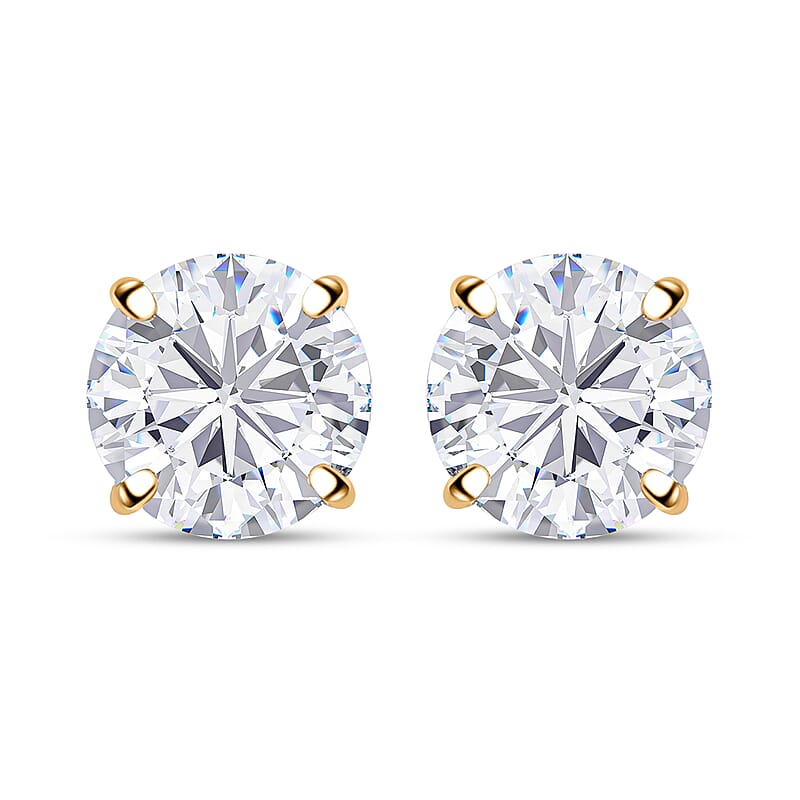 Moissanite 2.80 ctw Solitaire Stud Earrings in 18K Vermeil Yellow Gold Over Sterling Silver