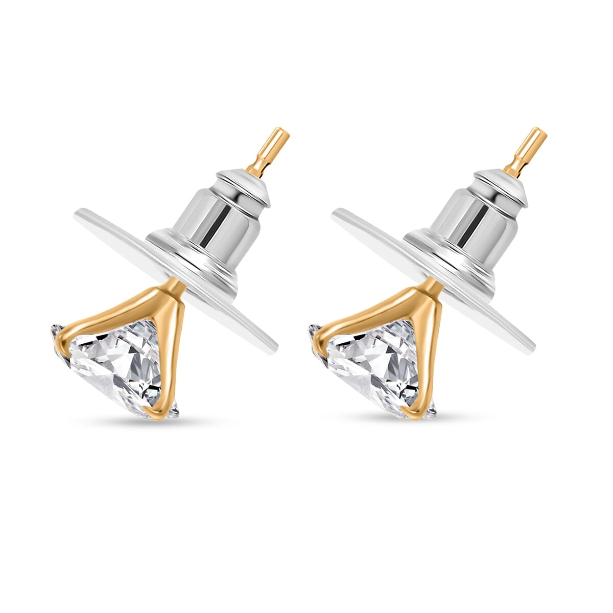 Moissanite (Rnd 7.5m) Solitaire Stud Earrings in 18K Vermeil YG Over Sterling Silver 2.80 ctw image number 3