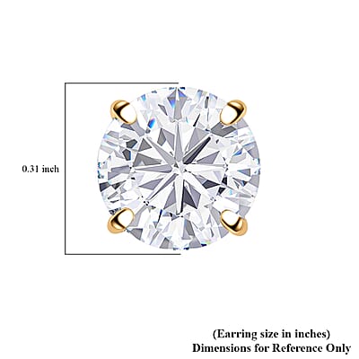 Moissanite 2.80 ctw Solitaire Stud Earrings in 18K Vermeil Yellow Gold Over Sterling Silver