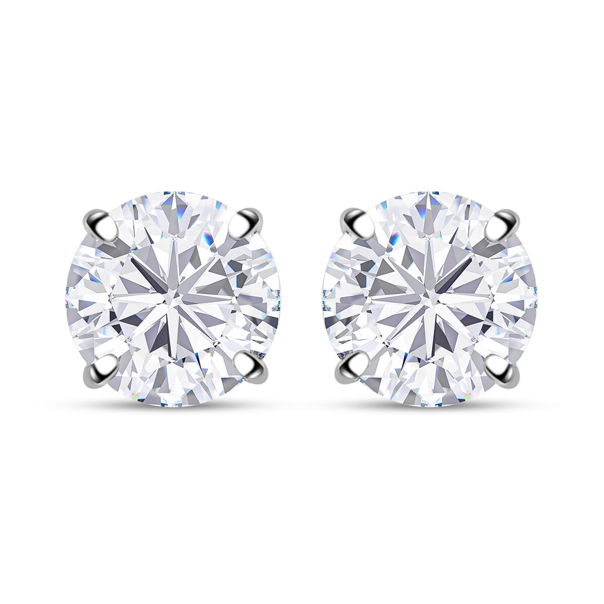 Moissanite 2.80 ctw Solitaire Stud Earrings in Rhodium Over Sterling Silver image number 0