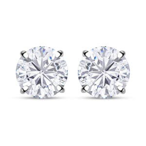 Moissanite 2.80 ctw Solitaire Stud Earrings in Rhodium Over Sterling Silver