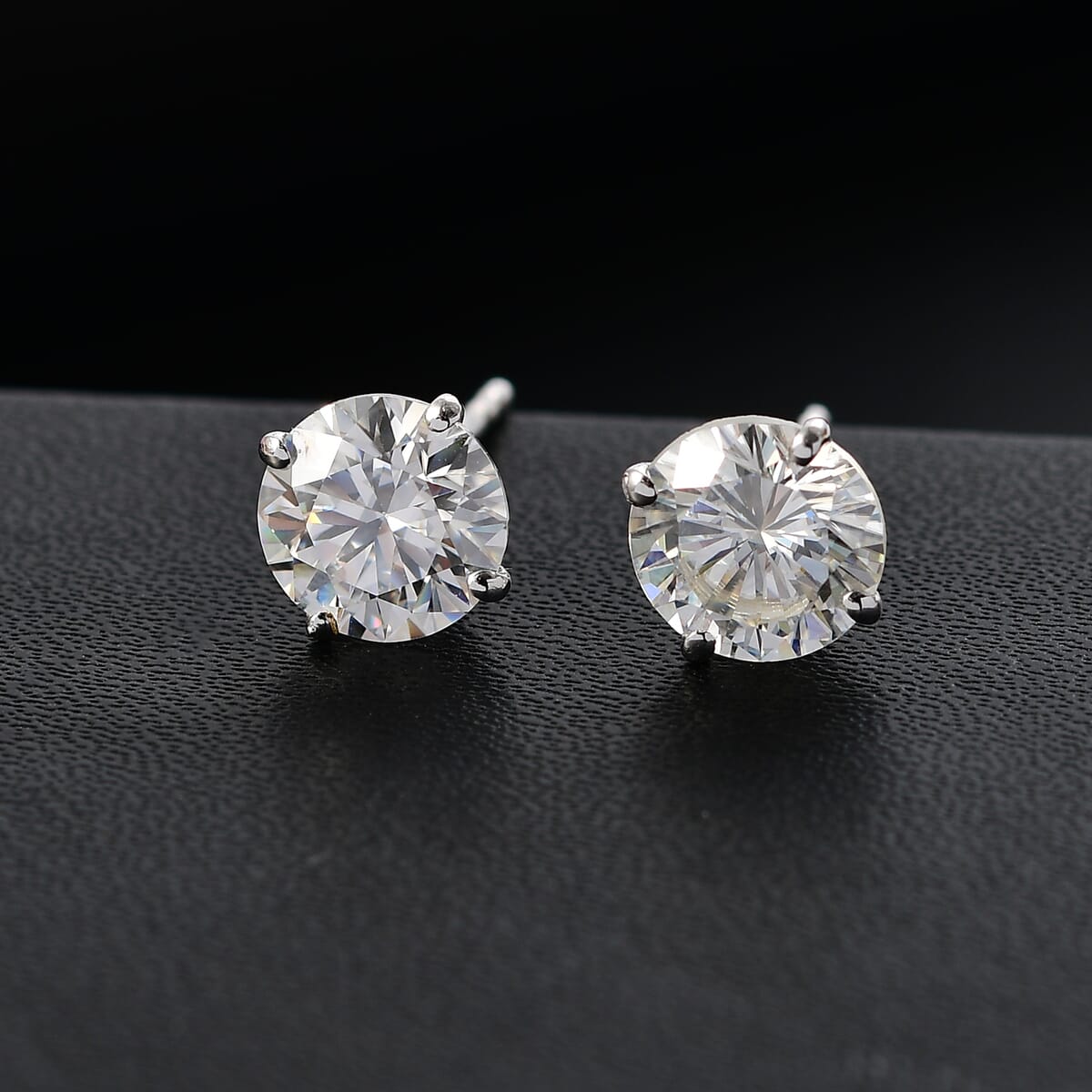 Moissanite 2.80 ctw Solitaire Stud Earrings in Rhodium Over Sterling Silver image number 1