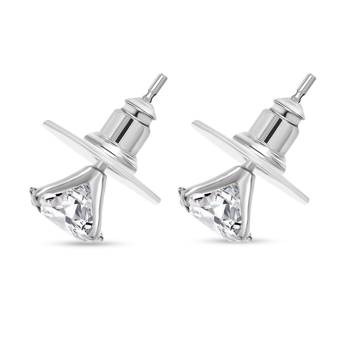 Moissanite 2.80 ctw Solitaire Stud Earrings in Rhodium Over Sterling Silver image number 3