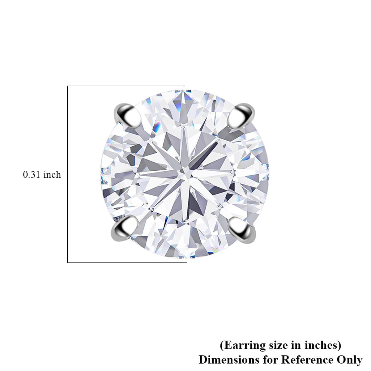 Moissanite 2.80 ctw Solitaire Stud Earrings in Rhodium Over Sterling Silver image number 4