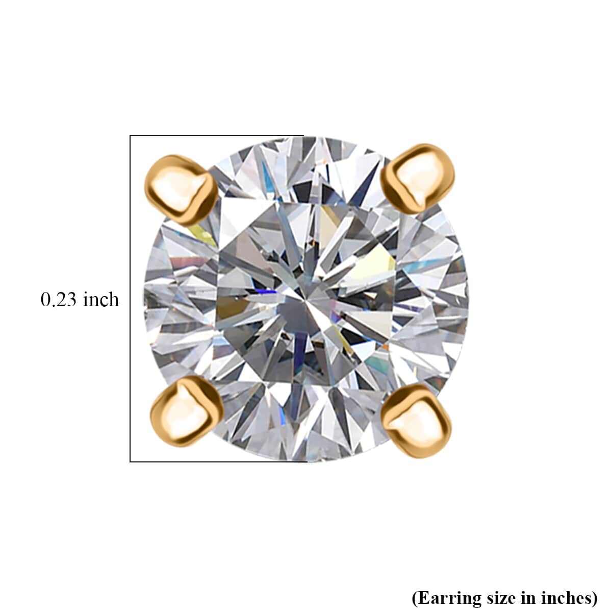 Heart and Arrow Cut Moissanite 1.00 ctw Solitaire Stud Earrings in 18K Vermeil YG Over Sterling Silver image number 4