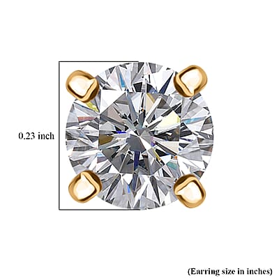 D'Joy Heart and Arrow Cut Moissanite 1.00 ctw Solitaire Stud Earrings in 18K Vermeil Yellow Gold Over Sterling Silver