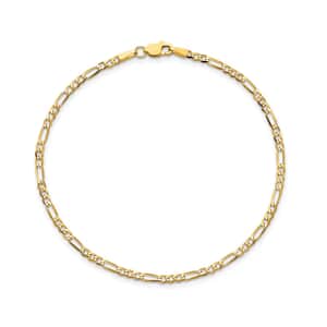 Figaro Chain Anklet in 14K Yellow Gold (10 In) 0.95 Grams