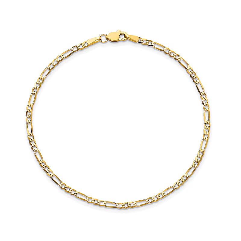 Figaro Chain Anklet in 14K Yellow Gold (10 In) 0.95 Grams