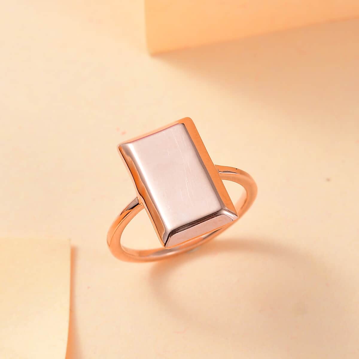 Bar Ring in 18K Rose Gold Over Sterling Silver (Size 10.0) 2.60 Grams image number 1