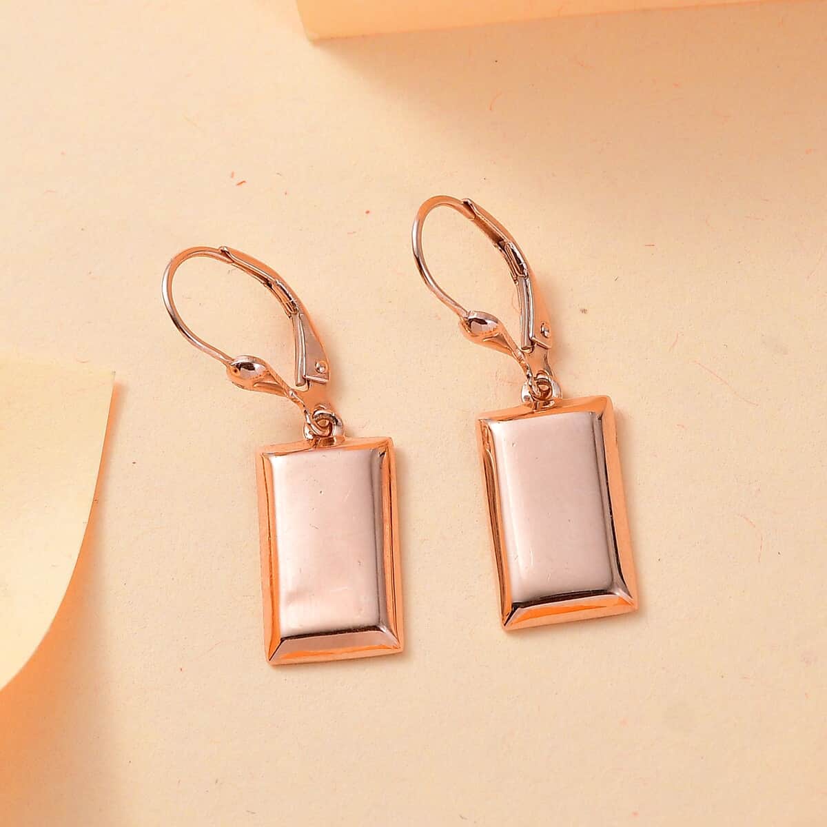 Bar Earrings in 18K Rose Gold Over Sterling Silver 3.35 Grams image number 1