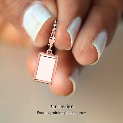 D'Joy Bar Earrings in 18K Rose Gold Over Sterling Silver 3.35 Grams