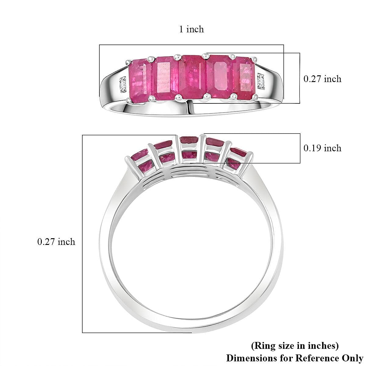 Certified & Appraised Luxoro AAA Mozambique Ruby and G-H I2 Diamond 1.55 ctw Ring in 14K White Gold (Size 6.5) image number 5