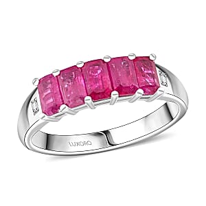 Certified & Appraised Luxoro AAA Mozambique Ruby and G-H I2 Diamond 1.55 ctw Ring in 14K White Gold (Size 7.5)