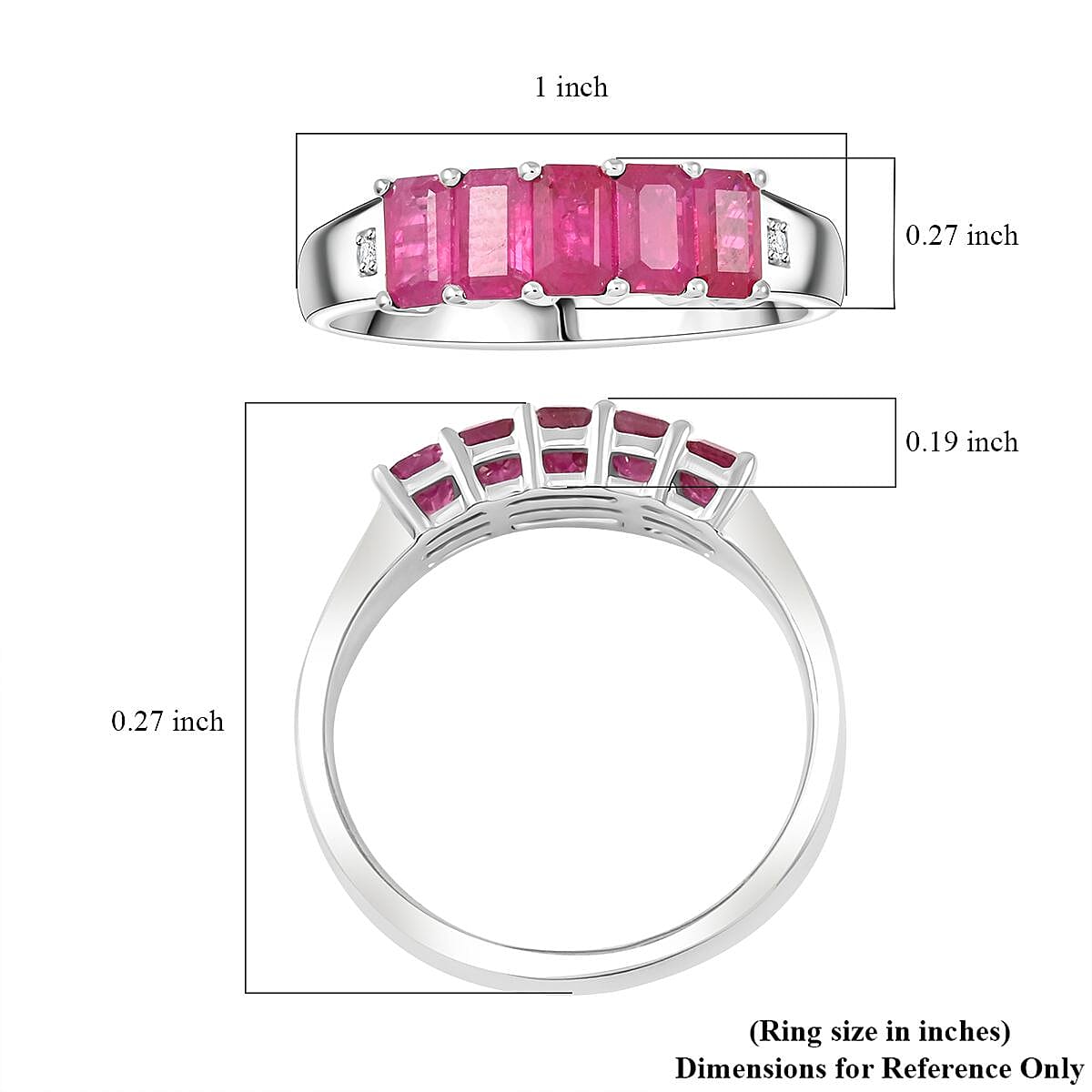 Certified & Appraised Luxoro AAA Royal Ruby and Diamond G-H I2 1.55 ctw Ring in 14K White Gold (Size 9.0) image number 5
