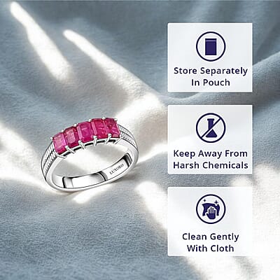 Certified & Appraised Luxoro AAA Mozambique Ruby 1.50 ctw 5 Stone Ring in 14K White Gold (Size 10.0) 5 Grams