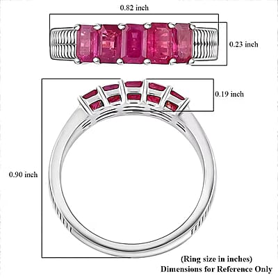 Certified & Appraised Luxoro AAA Mozambique Ruby 1.50 ctw 5 Stone Ring in 14K White Gold (Size 10.0) 5 Grams