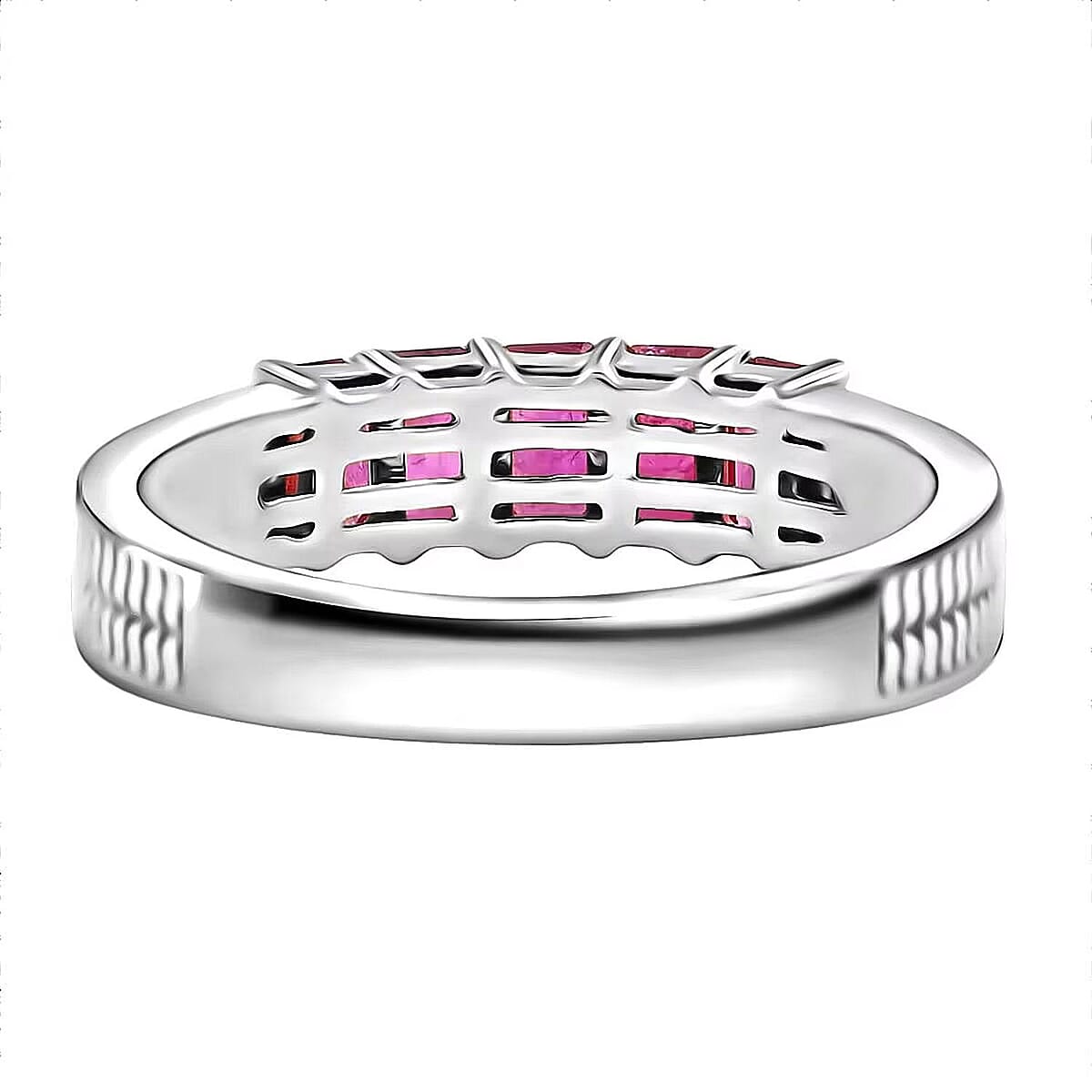 Certified & Appraised Luxoro AAA Mozambique Ruby 1.50 ctw 5 Stone Ring in 14K White Gold (Size 10.0) 5 Grams image number 6