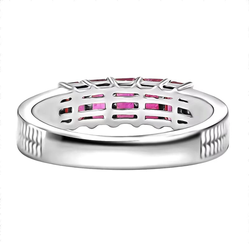 Certified & Appraised Luxoro AAA Mozambique Ruby 1.50 ctw 5 Stone Ring in 14K White Gold (Size 10.0) 5 Grams
