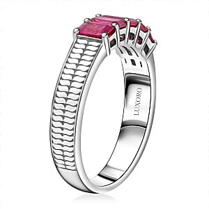Certified & Appraised Luxoro AAA Mozambique Ruby 1.50 ctw 5 Stone Ring in 14K White Gold (Size 7.5) 5 Grams