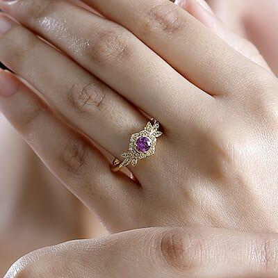 D'Joy AAA Radiant Ember Garnet and Madagascar Yellow Sapphire 0.70 ctw Radiant Petal Ring in 18K Vermeil Yellow Gold Over Sterling Silver (Size 10.0)