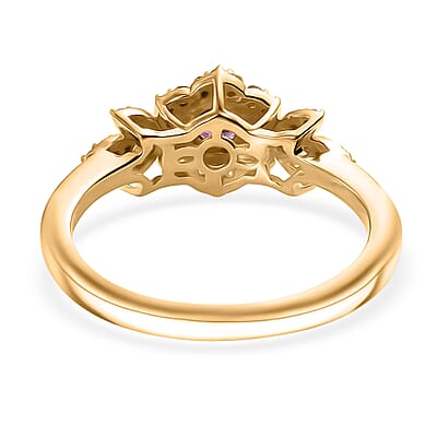 D'Joy AAA Radiant Ember Garnet and Madagascar Yellow Sapphire 0.70 ctw Radiant Petal Ring in 18K Vermeil Yellow Gold Over Sterling Silver (Size 10.0)