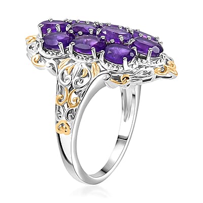 Karis African Amethyst Ring in 18K YG Plated and Platinum Bond (Size 10.0) 4.00 ctw