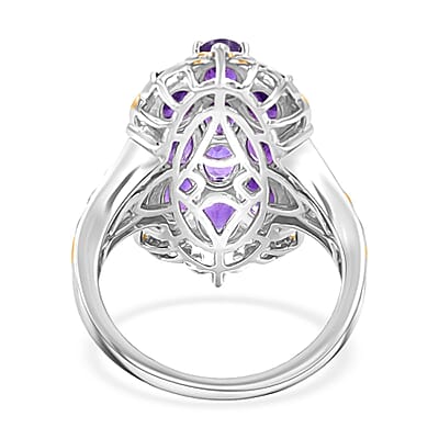 Karis African Amethyst Ring in 18K YG Plated and Platinum Bond (Size 10.0) 4.00 ctw