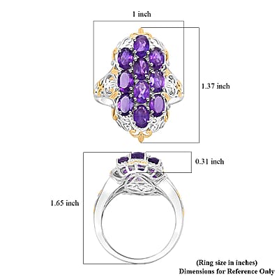 Karis African Amethyst Ring in 18K YG Plated and Platinum Bond (Size 10.0) 4.00 ctw
