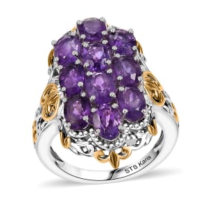 Karis African Amethyst 4.00 ctw Ring in 18K YG Plated and Platinum Bond (Size  11.0)
