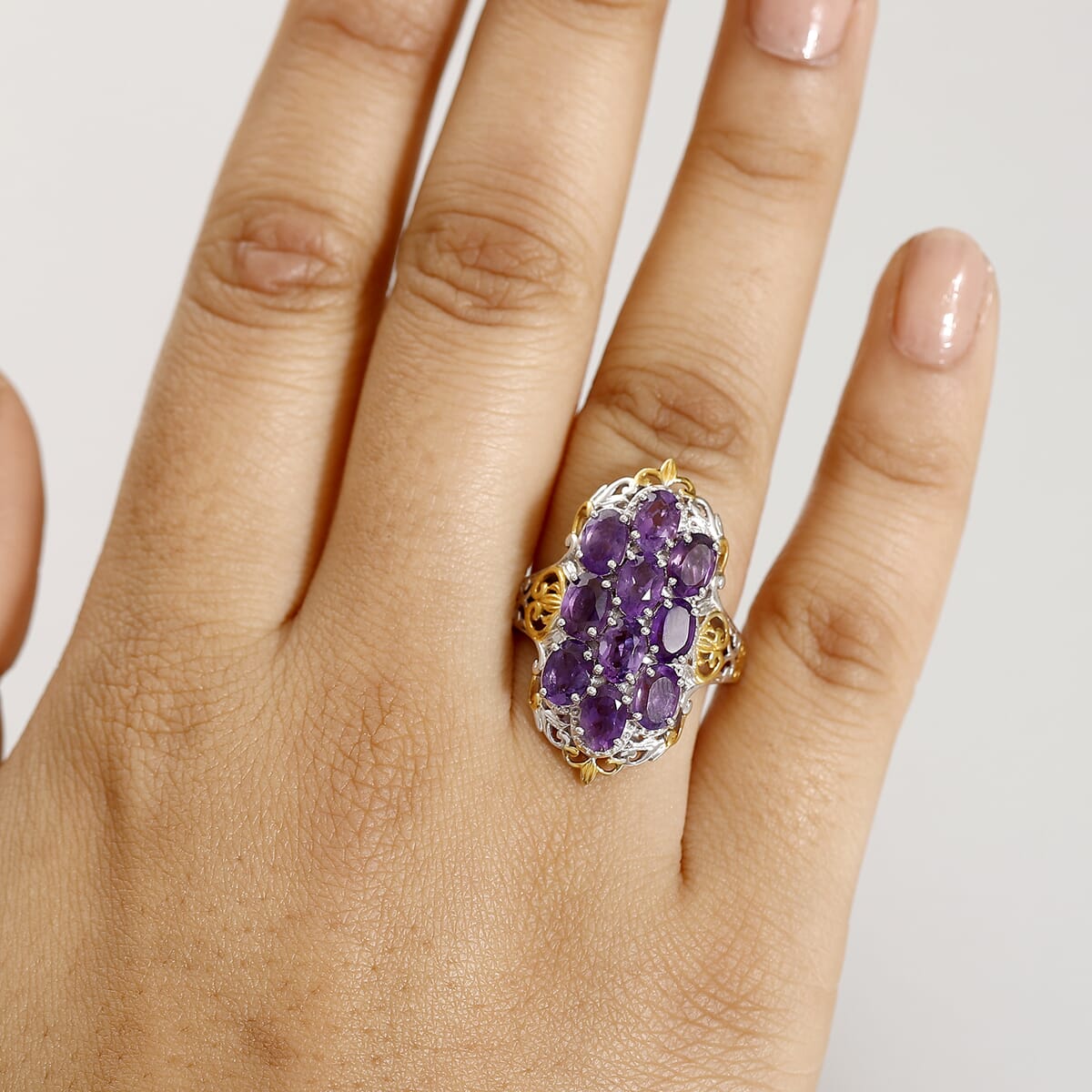 Karis African Amethyst 4.00 ctw Ring in 18K YG Plated and Platinum Bond (Size  6.0) image number 2