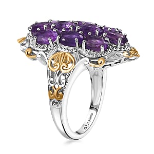 Karis African Amethyst 4.00 ctw Ring in 18K YG Plated and Platinum Bond (Size  7.0)