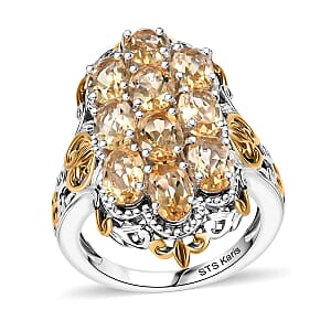 Karis Brazilian Citrine 3.85 ctw Ring in 18K YG Plated and Platinum Bond (Size  6.0)