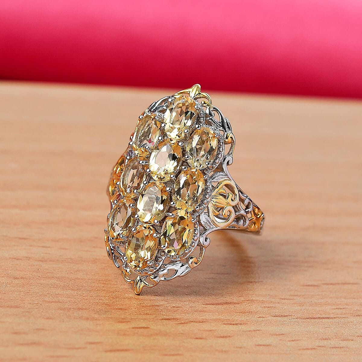 Karis Brazilian Citrine 3.85 ctw Ring in 18K YG Plated and Platinum Bond (Size  6.0) image number 1