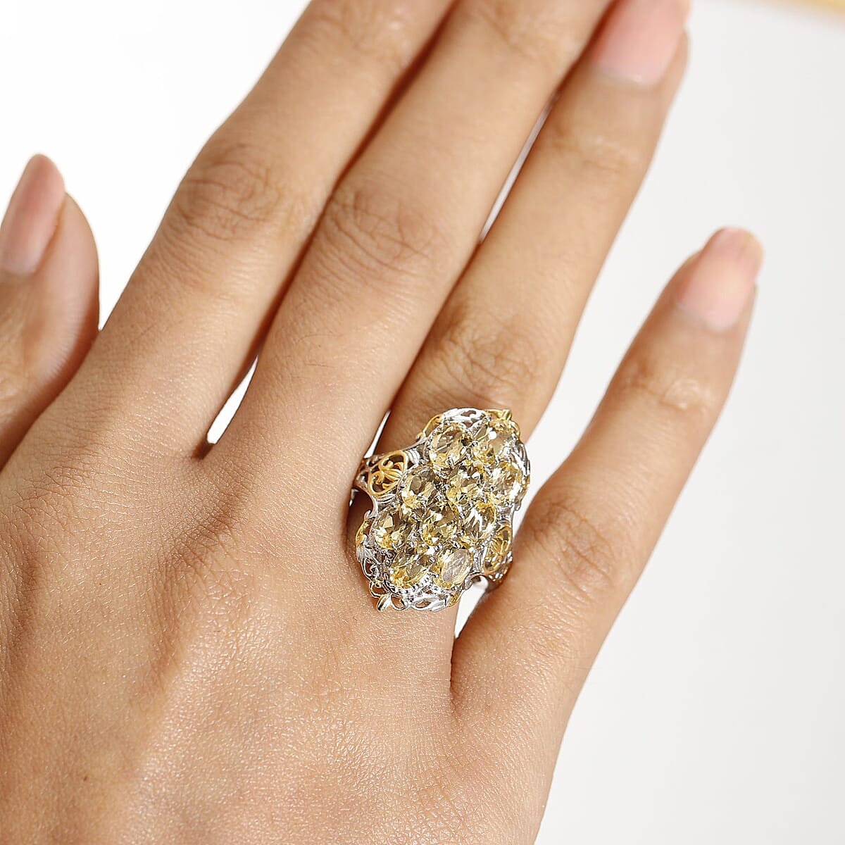 Karis Brazilian Citrine 3.85 ctw Ring in 18K YG Plated and Platinum Bond (Size  6.0) image number 2