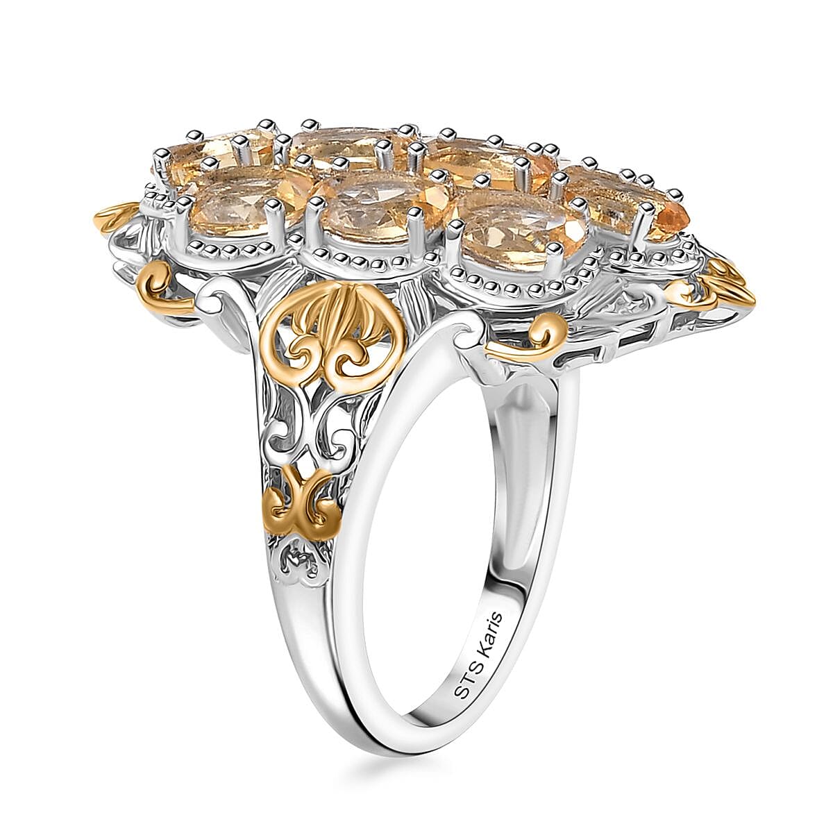 Karis Brazilian Citrine 3.85 ctw Ring in 18K YG Plated and Platinum Bond (Size  6.0) image number 3