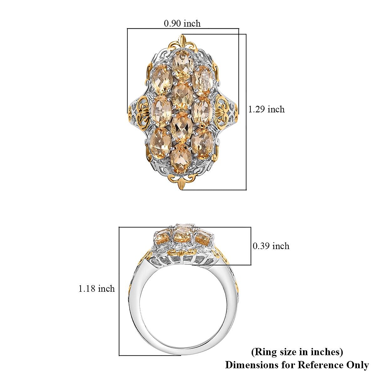 Karis Brazilian Citrine 3.85 ctw Ring in 18K YG Plated and Platinum Bond (Size  6.0) image number 5