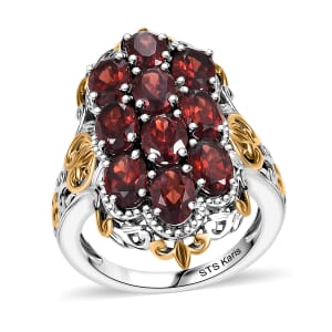 Karis Mozambique Garnet 5.30 ctw Ring in 18K YG Plated and Platinum Bond (Size  10.0)