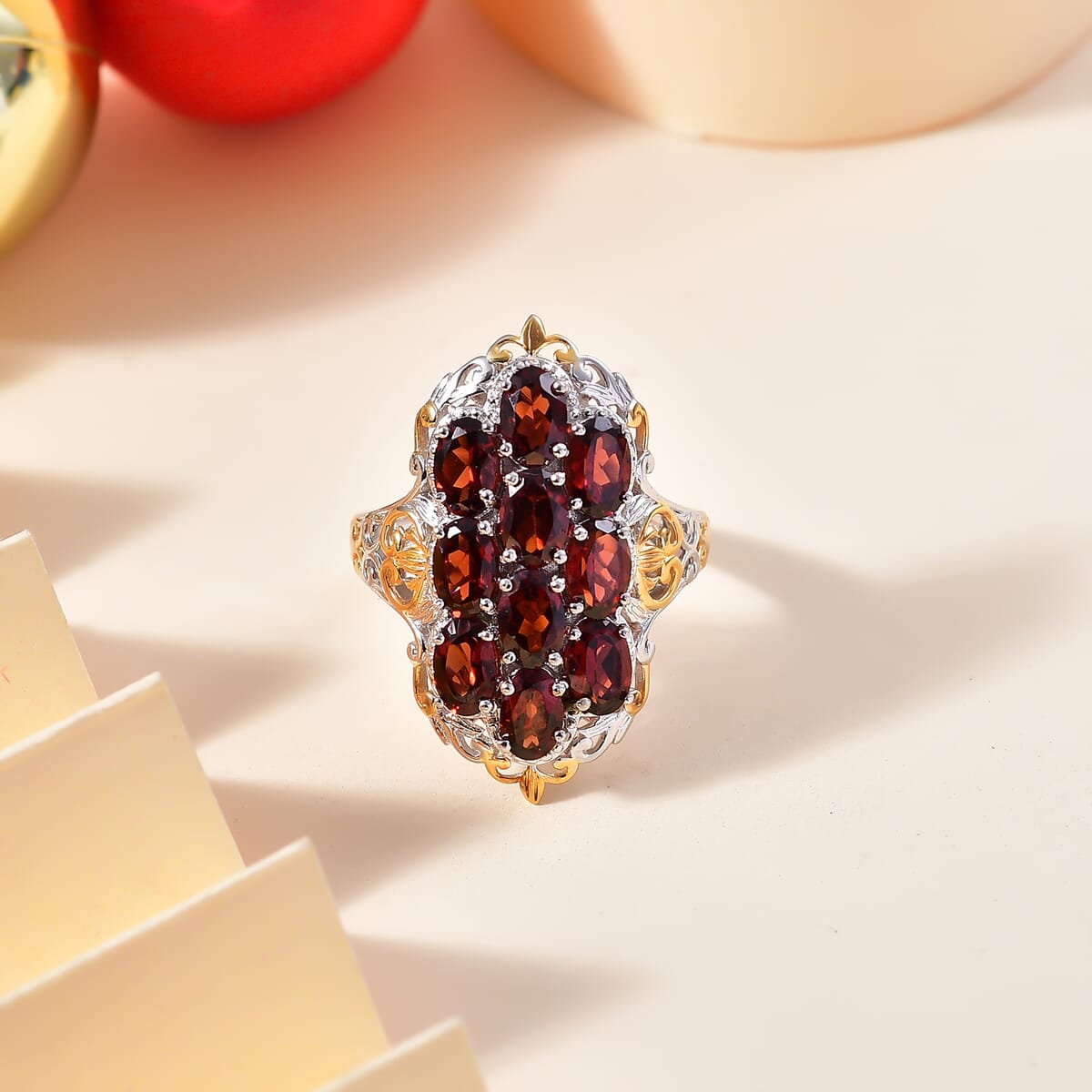 Karis Mozambique Garnet 5.30 ctw Ring in 18K YG Plated and Platinum Bond (Size  10.0) image number 1