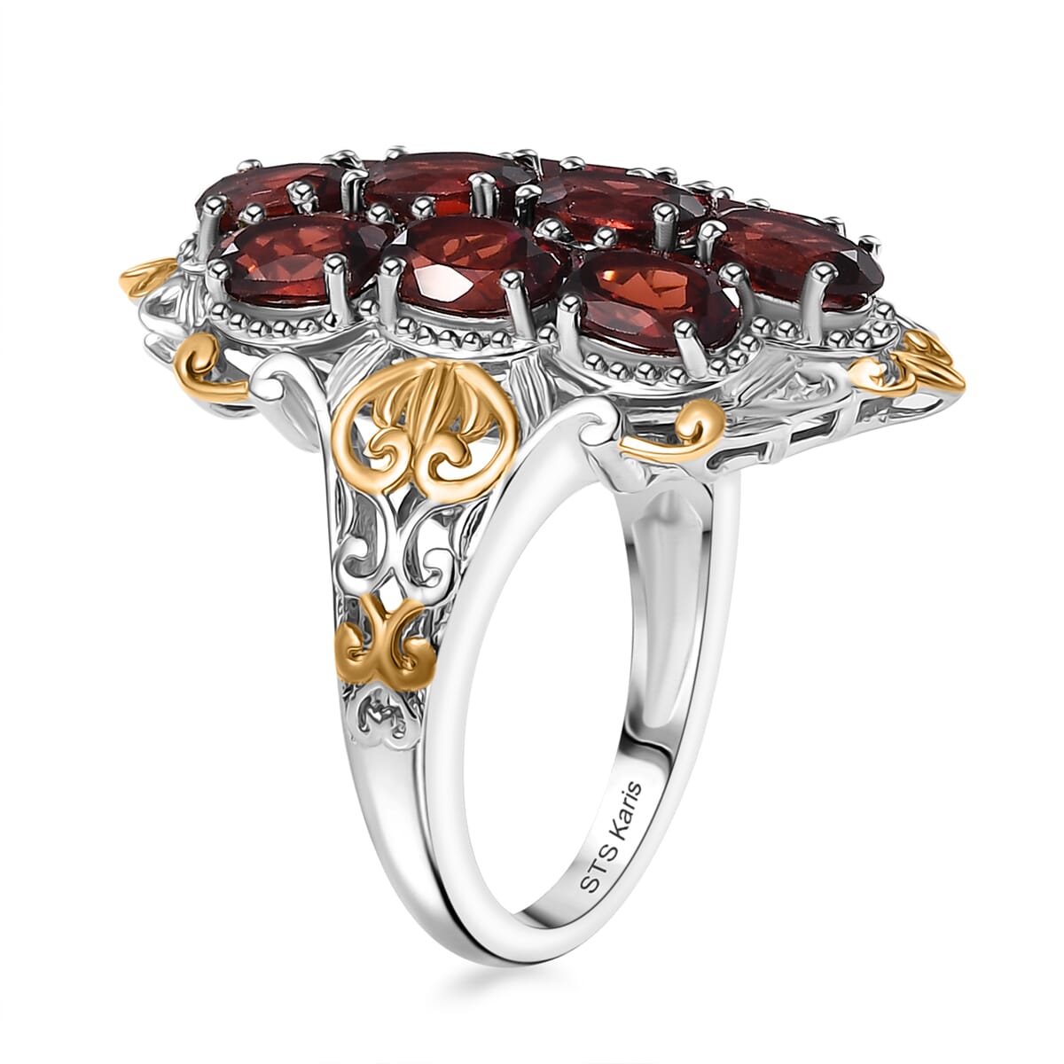 Karis Mozambique Garnet 5.30 ctw Ring in 18K YG Plated and Platinum Bond (Size  10.0) image number 3