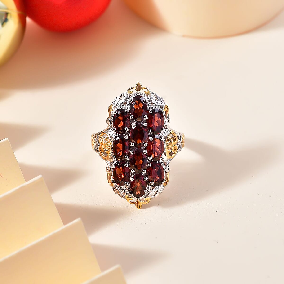 Karis Mozambique Garnet 5.30 ctw Ring in 18K YG Plated and Platinum Bond (Size  6.0) image number 1