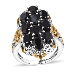 Karis Thai Black Spinel 7.00 ctw Ring in 18K YG Plated and Platinum Bond (Size  10.0)