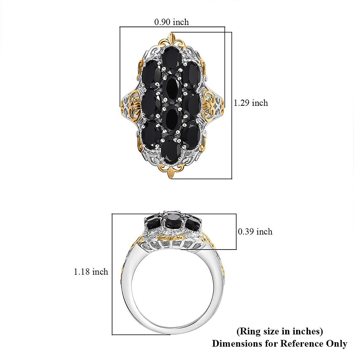 Karis Thai Black Spinel 7.00 ctw Ring in 18K YG Plated and Platinum Bond (Size  11.0) image number 5