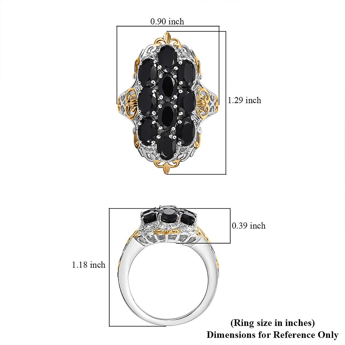 Karis Thai Black Spinel 7.00 ctw Ring in 18K YG Plated and Platinum Bond (Size  6.0) image number 5