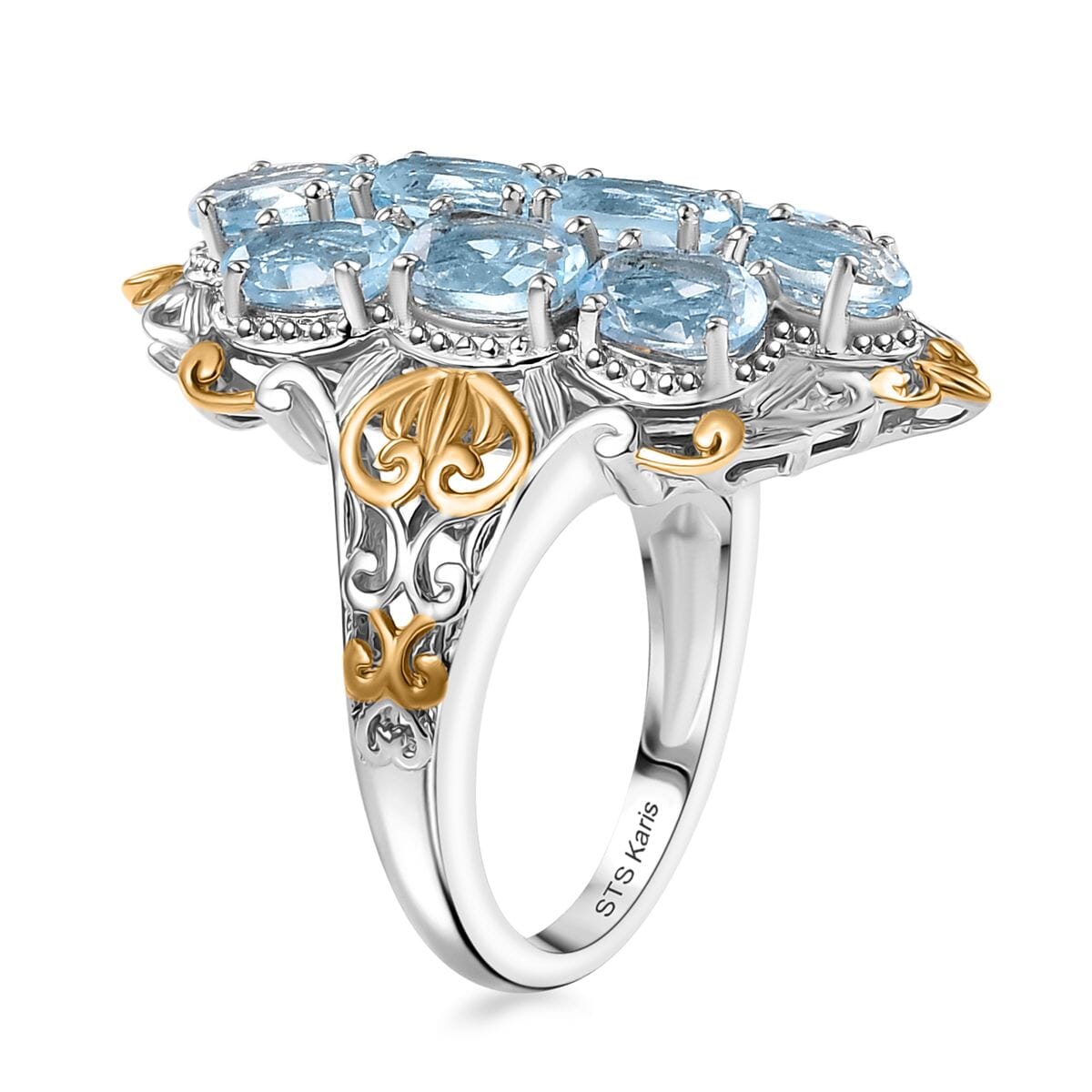Karis Sky Blue Topaz 5.10 ctw Ring in 18K YG Plated and Platinum Bond (Size  7.0) image number 3
